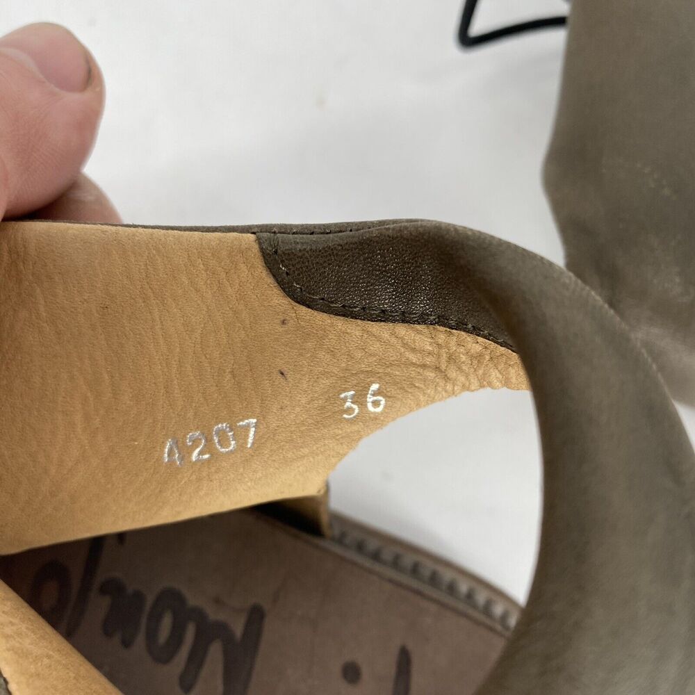 P Monjo Leather Sandals Womens 36 Silver Tan Roman Slingback Lace Up - Picture 9 of 10